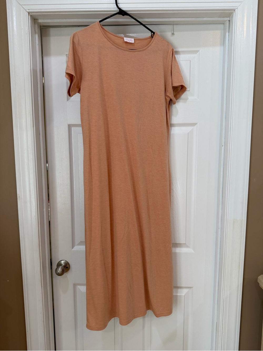 Pink Lily Women's Peach T-Shirt Midi Dress